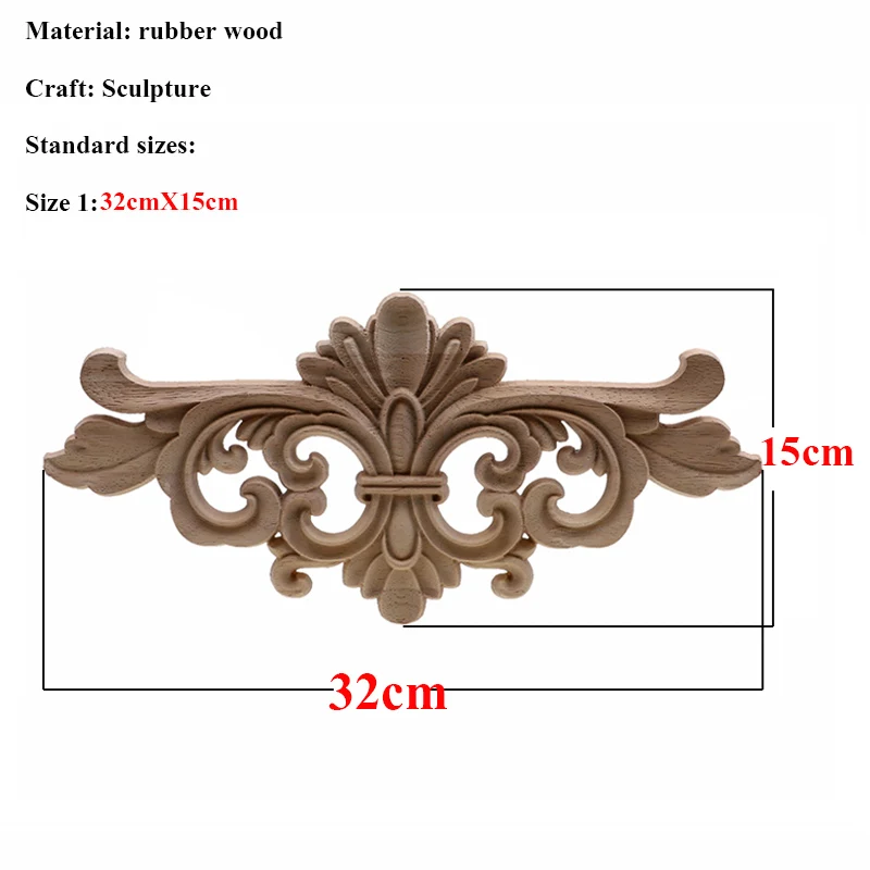 32cmX15cm VZLX уникальные натуральные цветочные деревянные резные фигурки, декоративные угловые Аппликации, рамка для стен, дверей, мебели, резьба по дереву - Цвет: 32cmX15cm