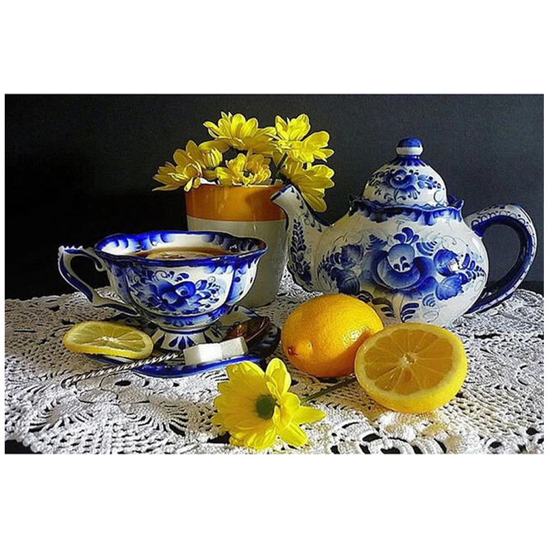 Камни в форме ромба Diy алмазная живопись Lemon чайная чашка с бриллиантом для