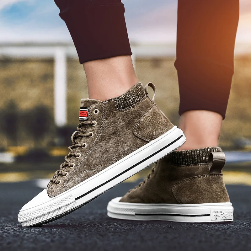 MYCOLEN/Замшевые мужские кроссовки на плоской подошве с высоким берцем мужская