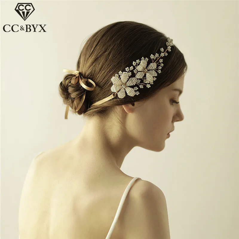 

CC Headband For Women Handmade Hairband Plastic Beads Romantic Flowers Wedding Hair Accessories Bridal Engagaement Jewelry O820