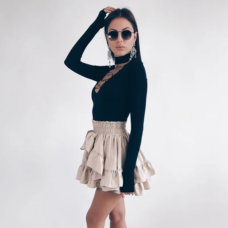 Женский облегающий сексуальный костюм с длинным рукавом и v образным вырезом