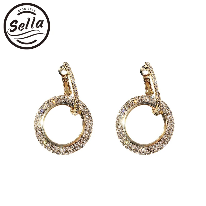 Селла корейский стиль Новые Модные женские серьги хрустальный круглый