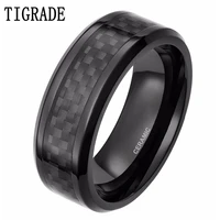 tigrade 68mm mens black rings carbon fiber inlay ceramic ring wedding band dark male jewelry finger band unique anillo hombre