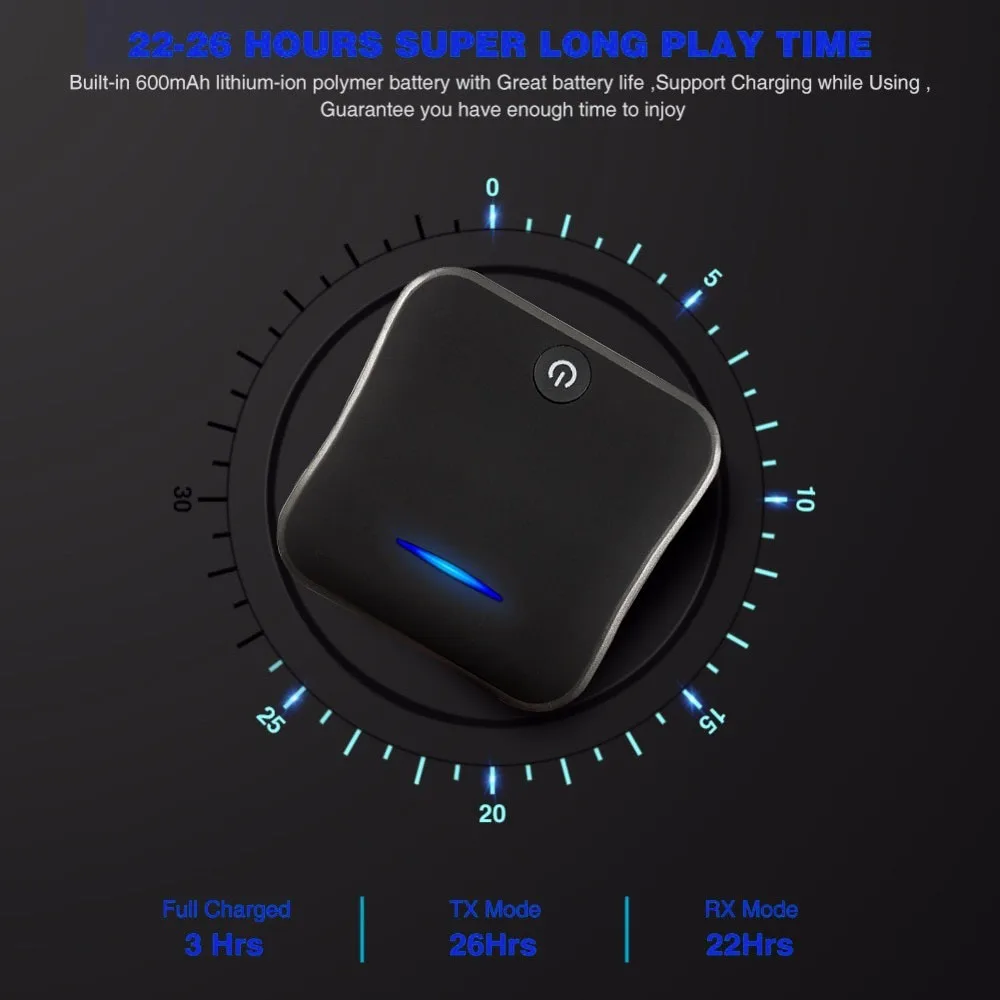 Bluetooth 5,0 передатчик приемник беспроводной aptX HD низкая задержка аудио 3,5 мм Aux/RCA и оптический адаптер для ТВ/наушников/автомобиля, пара 2