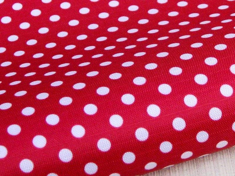 WF113 водонепроницаемая ткань с ПВХ покрытием красный горошек|waterproof fabric|fabric
