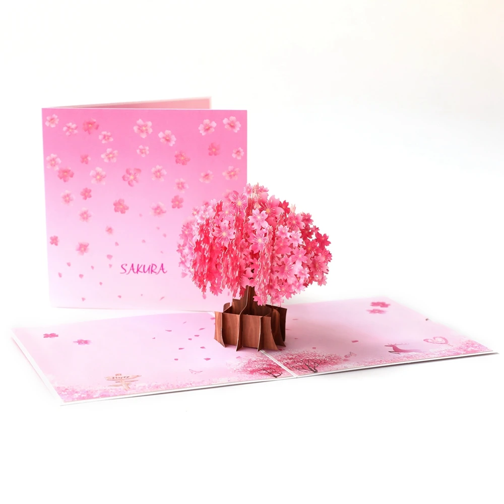 Счастливый День матери 3D Sakura Birhtday подарок всплывающие подарочные открытки
