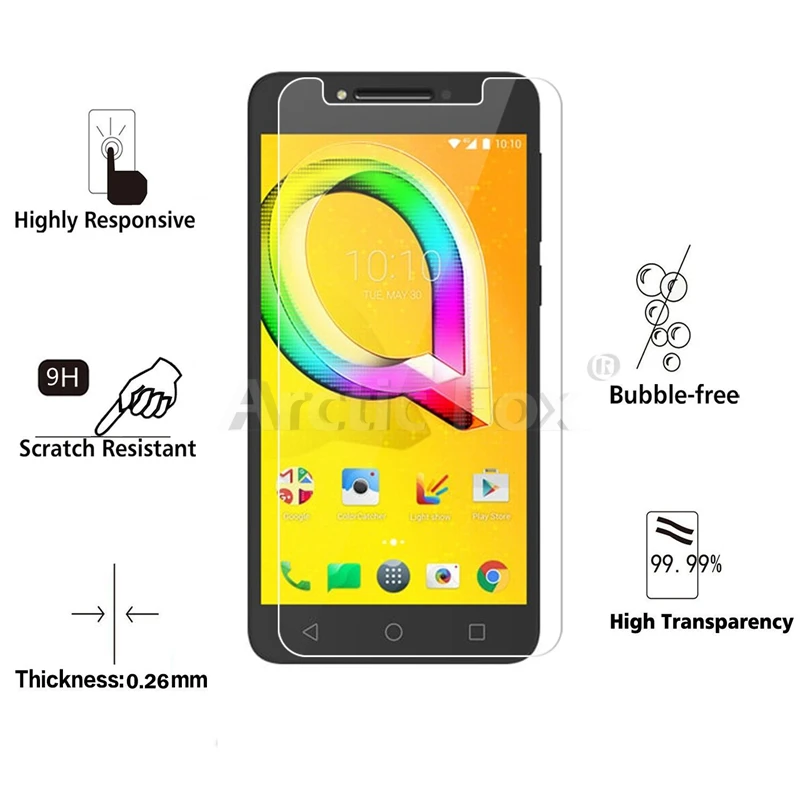 5 шт./лот закаленное Стекло для alcatel A5 светодиодный Экран протектор Защитная