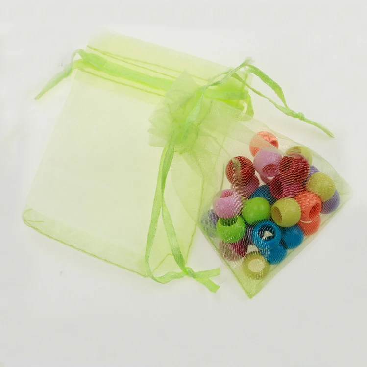 

9*12cm 100pcs Green Gift Bags For Jewelry/wedding/christmas/birthday Yarn Bag With Handles Packaging Organza Bags