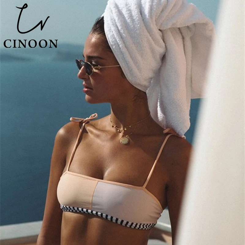 CINOON 2018 новый летний женский сплошной купальник бикини набор пэчворк UnpaddedBra