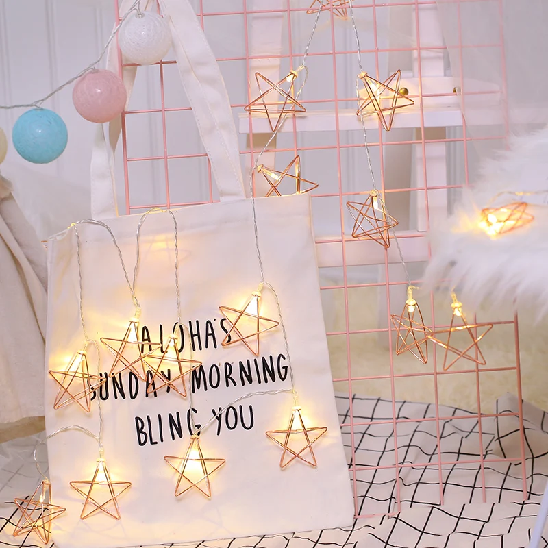 Retro Geometric Rose Star Wedding String Light Christmas LED Festoon Led Home Party Garden Garland On The Window | Лампы и освещение