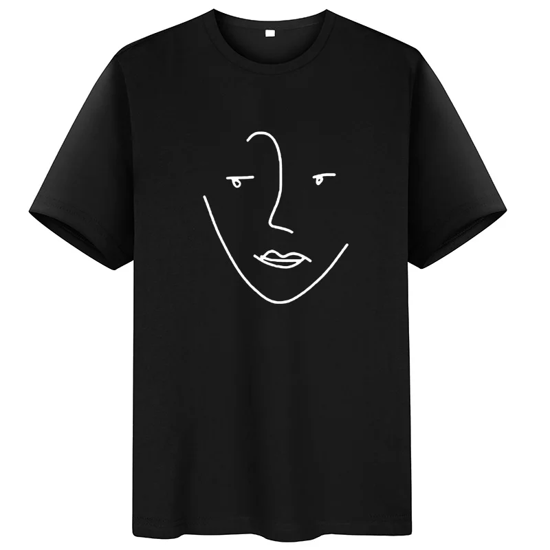 Женская футболка с круглым вырезом коротким рукавом и принтом лица | одежда
