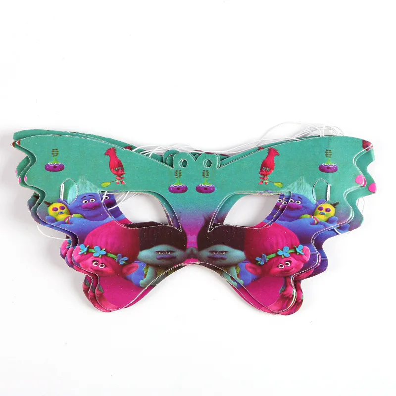 Eye mask 10pcs Из мультфильма, популярная яркая детская одежда с рисунком персонажей мультфильма «тролли» с днем рождения детский праздничный костюм украшения бумажный стаканчик, тарелка коробка конфет соломинки Фольга шар Свадебные украшения пользу - Цвет: Eye mask 10pcs