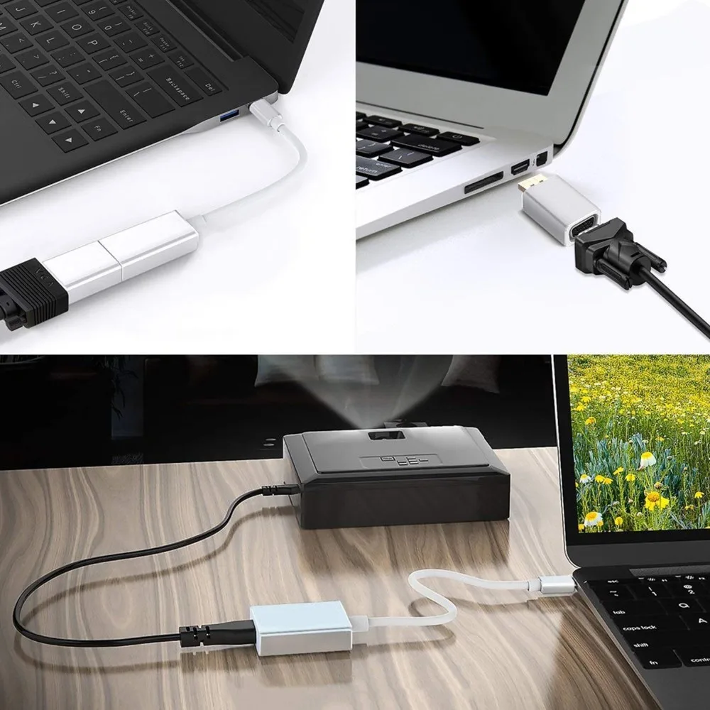Кабель-Переходник Usb C на Dp To Vga адаптеры 3-в-1 Usb3.1 Тип Displayport 4K кабель 1080P конвертер