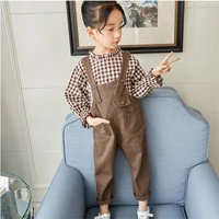 dfxd 2018 spring girls clothes fashion baby 2pc outfits long sleeve plaid pullover topoverall toddler kids set princess suit