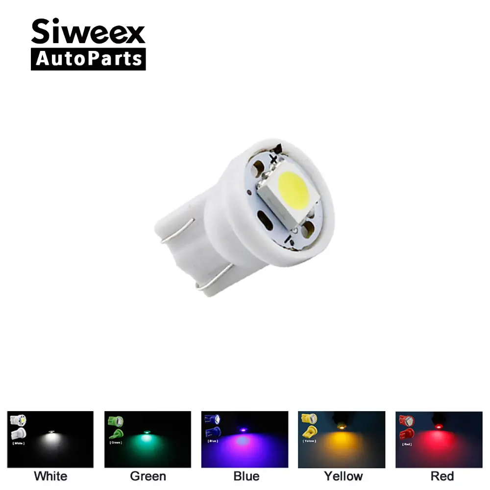 10 шт T10 W5W автомобиля луковицы 1 5050 SMD 194 168 Включите задний свет сигнала белый желтый красные, синие Зеленый DC 12 V настольная лампа Панель лампа