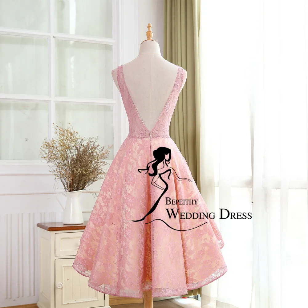 Халат De Soiree Высокий Низкий кружево платье для выпускного вечера Scoop vestido Festa