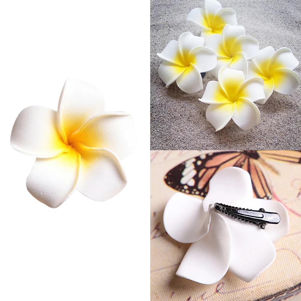 

6Pcs Plumeria Flower Hair Clips for Women Girls Hairpins Egg Flower Barrette Hawaiian Wedding Party Bag Hat Accessories