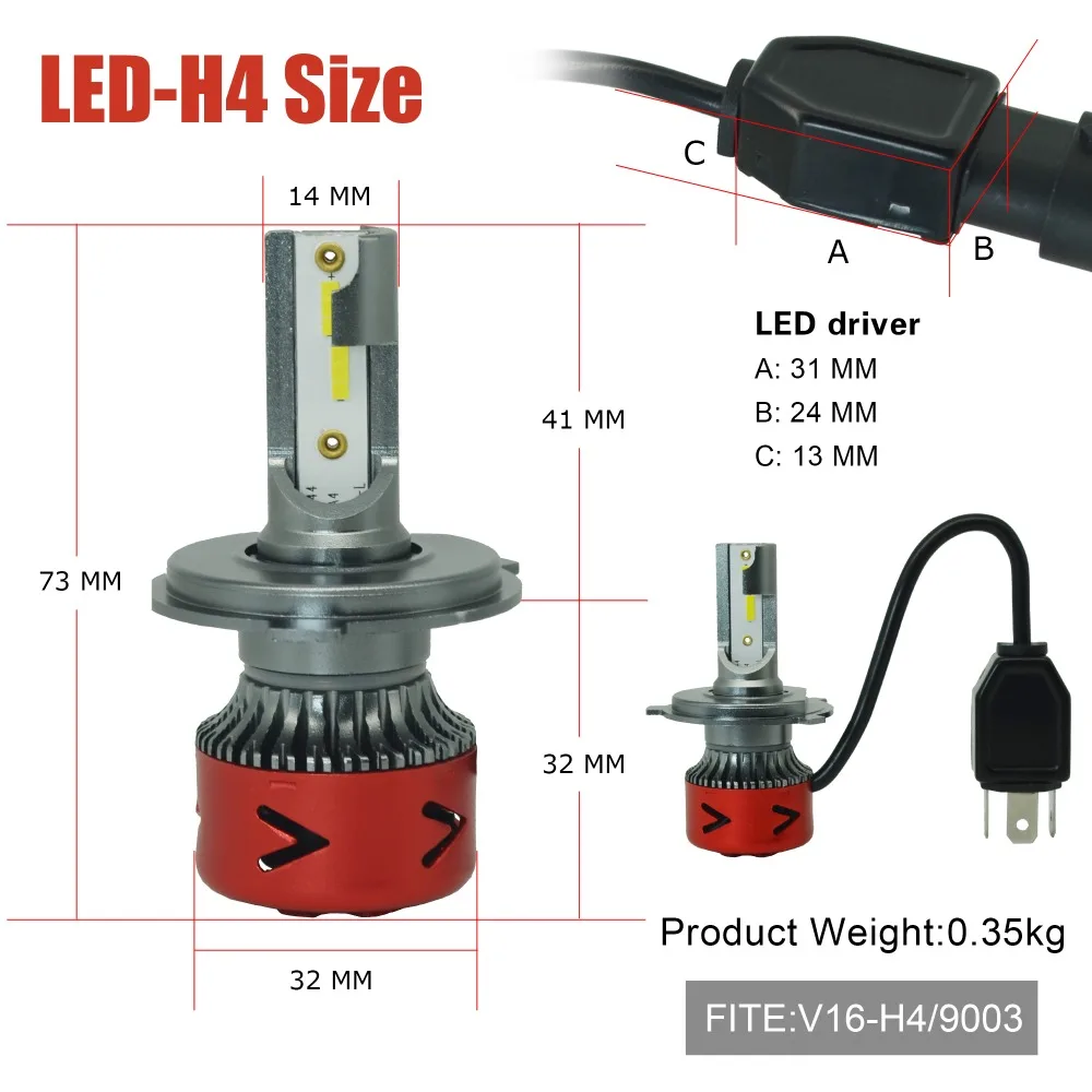 EURS 60W CSP Chips H4 H7 LED Car Headlight Bulbs H11 H1 H3 9005 9006 Hi-Lo Beam 6400lm 6000K Auto Headlamp Led Light V16 12v 24v
