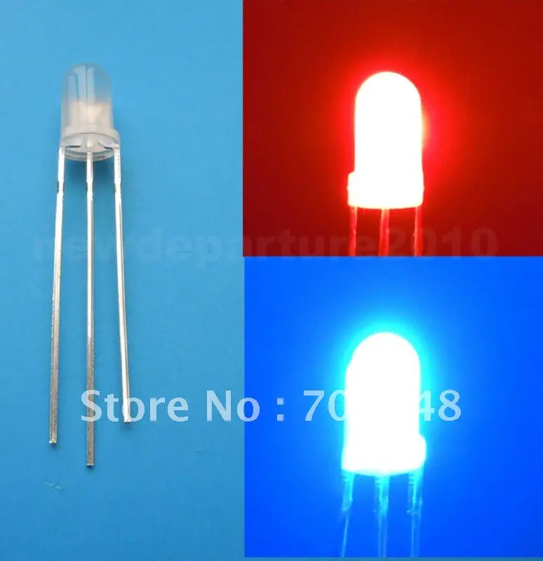 1000 шт 5 мм двухцветный красный/синий светодиод общий катод|common cathode|blue led diodeled diode |