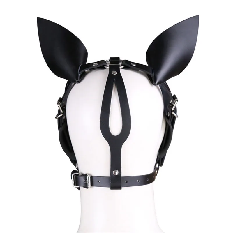 Маска bdsm из натуральной кожи с открытым ртом кляп завязанными глазами маска