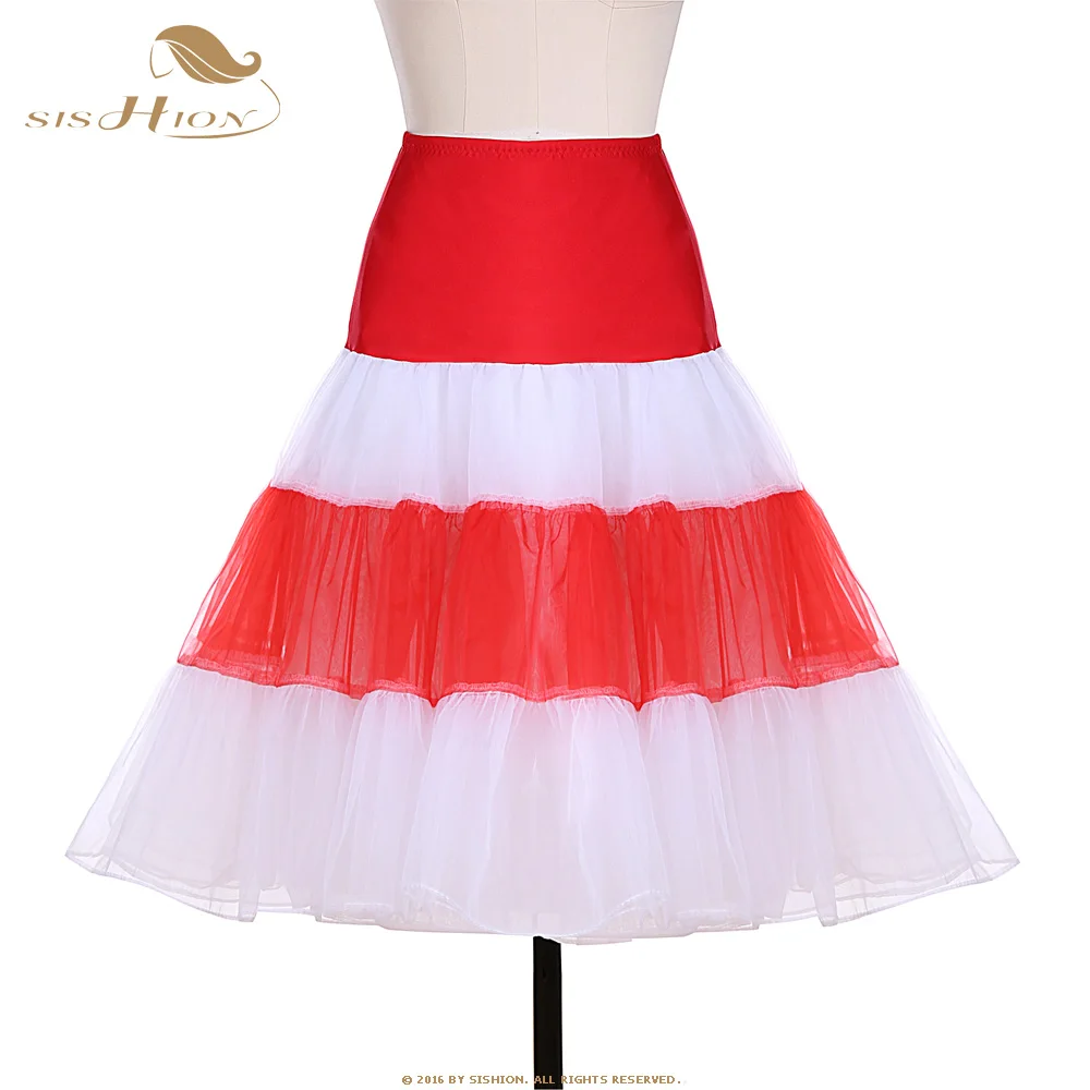 

SISHION Christmas Skirt Vintage Petticoat White Red Green Women Ladies Tutu Tulle Skirts Organza Ball Gown Party Skirt VD0659
