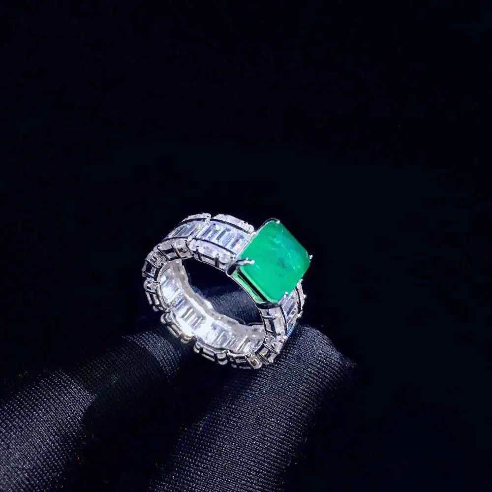 Qi Xuan_Green кольцо S925 Серебряное покрытие белое золото аксессуары для женщин зеленый