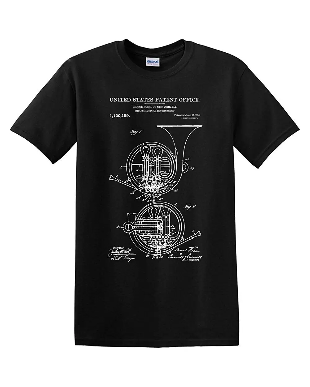 

Science French Horn Patent Music Brass Band Orchestra History New 2019 High-Elastic Cotton Brand Clothing Customized T Shirts