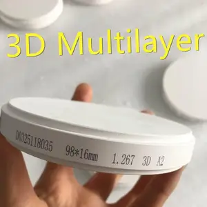 Зубные циркония блок 3D Многослойные градиент циркония материалы для всех-Керамика стоматологических реставраций 98*1012 141618202225 мм