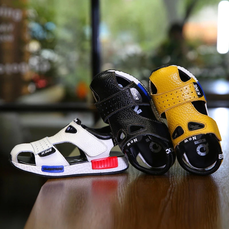 2019 Genuine Leather Sandals Male Toe Cap Covering Cowhide Kids Children Baby Toddler Shoes Boys For Girls |