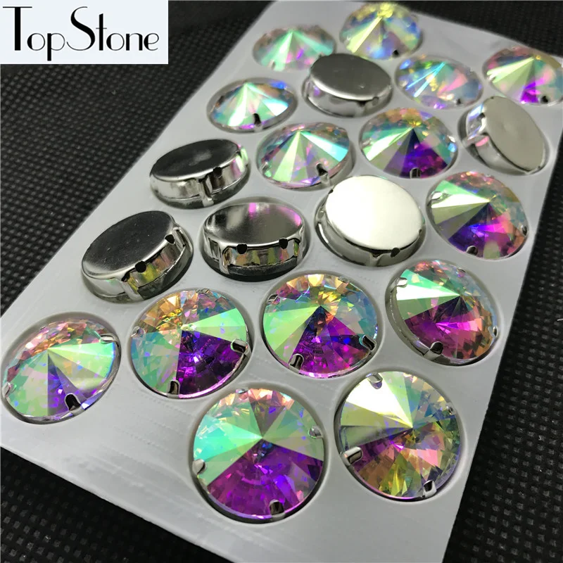 Topstone Crystal AB Цвет Rivoli Кристалл необычный камень с установкой когтей 6 8 10 12 14 16 18 мм