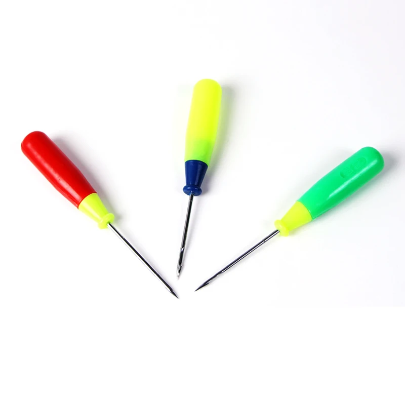 2pcs Steel Stitcher Sewing Awl Shoes&ampbags hole hook DIY Handmade Leather tool Plastic handle cone needle shoe repair needles | Дом и сад