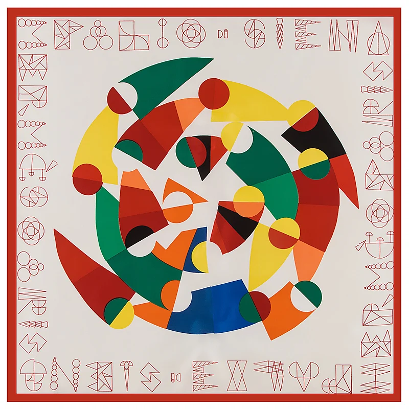 [POBING] 2017 Шелковый женский шарф с геометрическим принтом платок шейный бандана