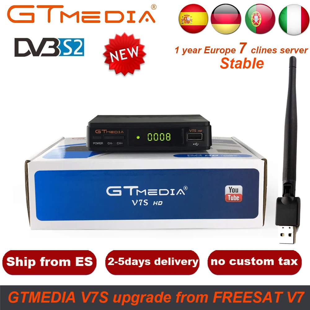 Натуральная GTMedia V7S HD DVB S2 1080 P спутниковый ресивер + USB WI FI обновления от Freesat V7