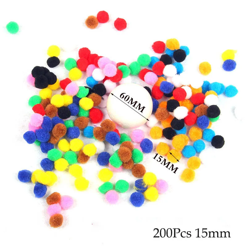 200Pcs 15mm Вспомогательные инструменты для шитья вечерние свадебные украшения для самодельного изготовления поставки многоцветные плюшевые шары Рождественский подарок мягкие помпоны - Цвет: 200Pcs 15mm