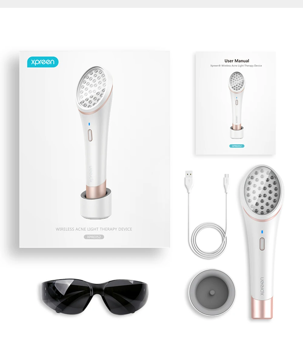 Acne Light Therapy, Xpreen беспроводной Перезаряжаемый Свет устройство для лечения акне Acne Clearing ластик с синим светом и красным светом