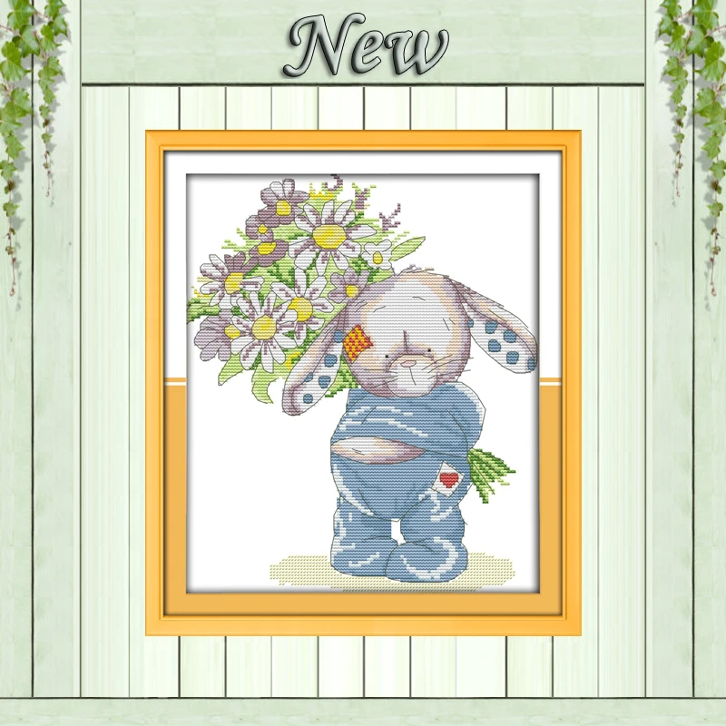 Кролика представляют собой букет украшение для дома картины Счетный Печать на