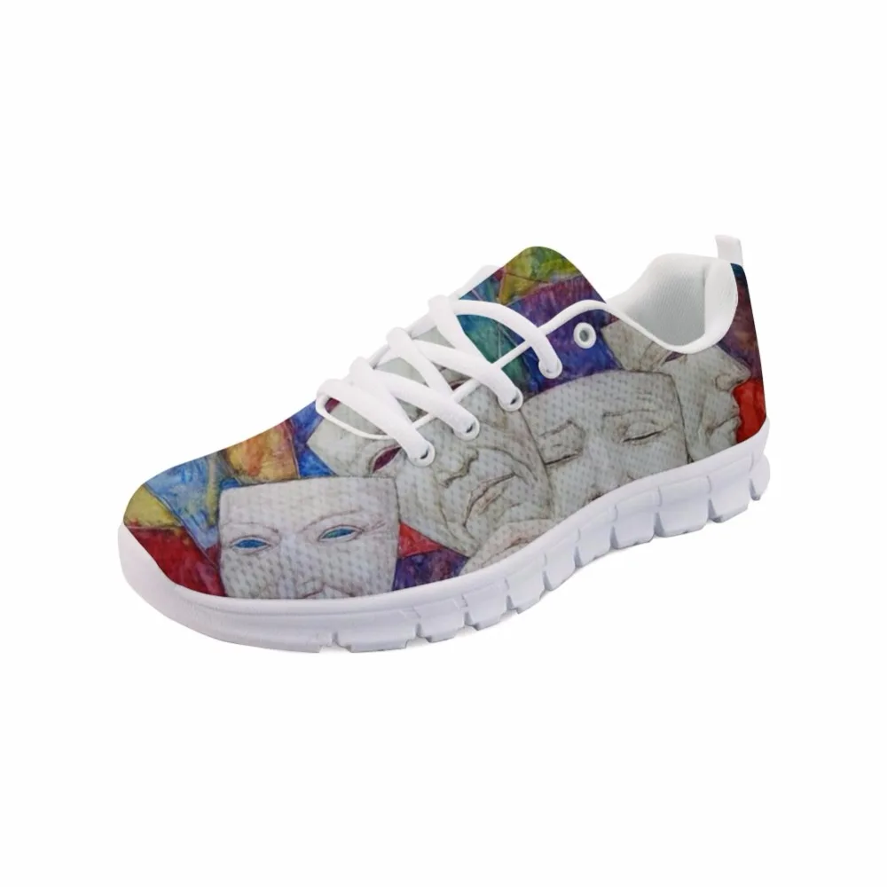 

New Arrival High Vogue 2021 Women Casual Breathable Flats Shoes Sneakers Spring Painting Print White bottom Painting Color Shoes