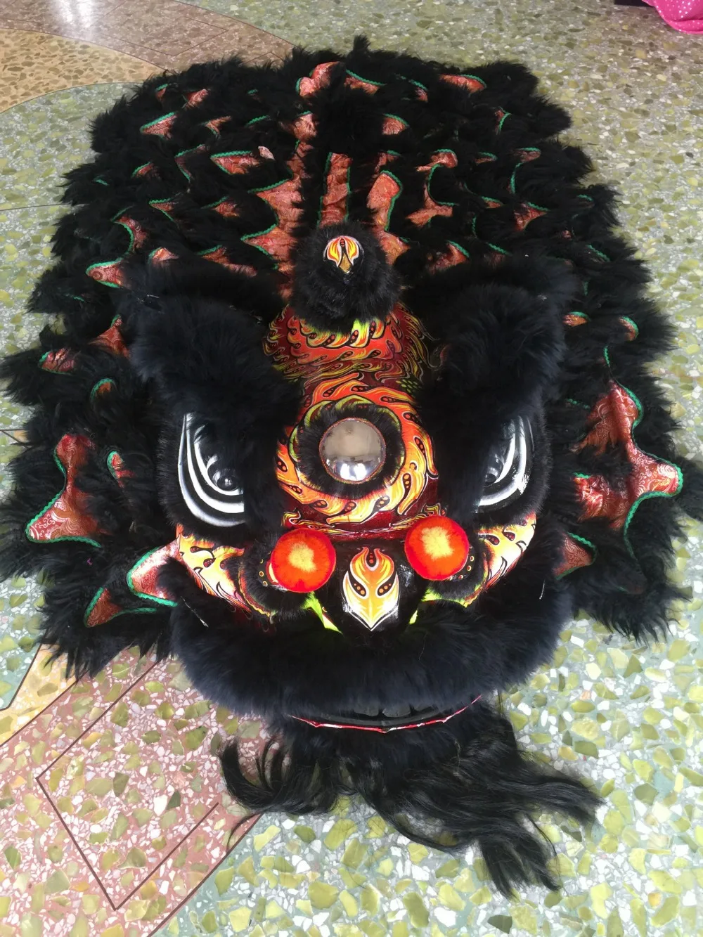 Lion Dance Costume Chinese opera costume high quality pure black-red natural wool Southern Lion stage prop Adult size