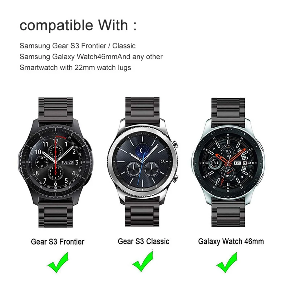 22 мм 20 ремешок из нержавеющей стали для samsung gear S3 S2 Sport Galaxy Watch 42 46 металлический