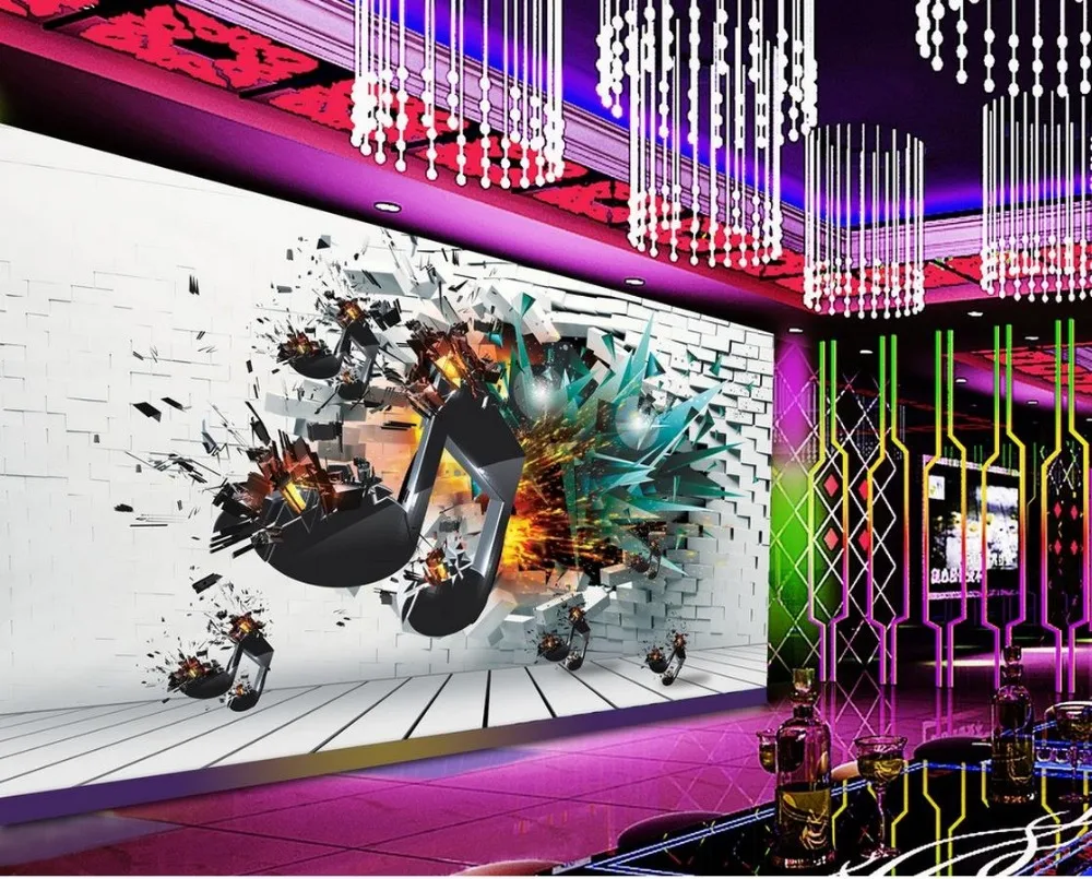 3D Музыкальный взрывобезопасный фон мультфильм 3d стереоскопические обои роспись