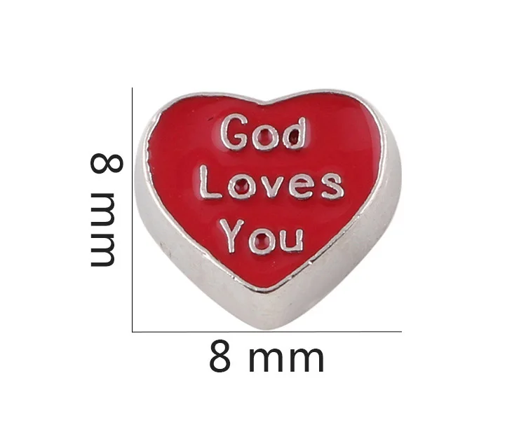 Бесплатная доставка 20 штук эмаль &quotБог любит тебя&quot Сердечки Floating Charms подходит