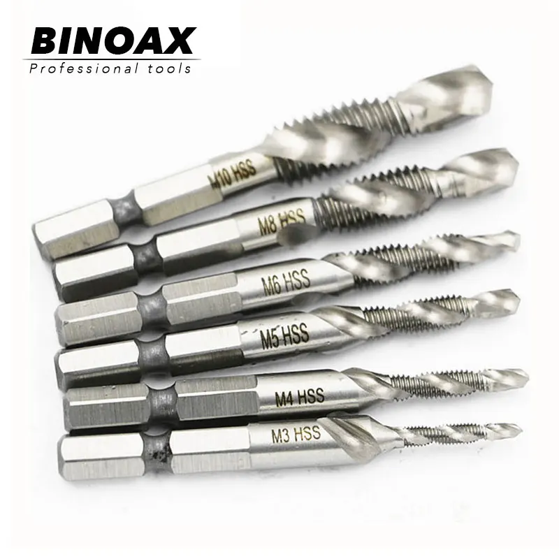 BINOAX M3-M10 6 шт./компл. высокоскоростная стальная комбинированная дрель каналорасширитель шестигранный хвостовик