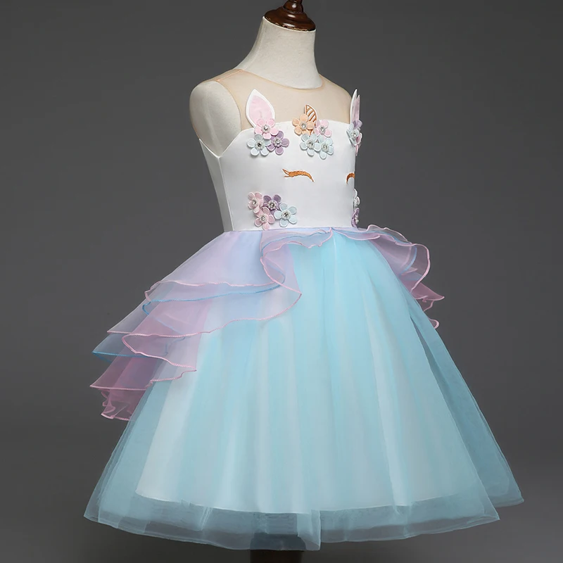 Фея формальная одежда для девочек платье единорога свадьбы вечерняя Детский