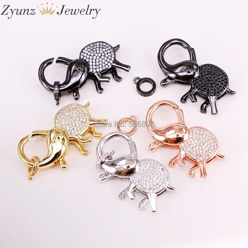 5 шт. ZYZ324-9747 CZ Micro Pave слон Омар коготь застежка, кубический цирконий Pave слон разъем/застежка/ссылка, в смешанных цветов