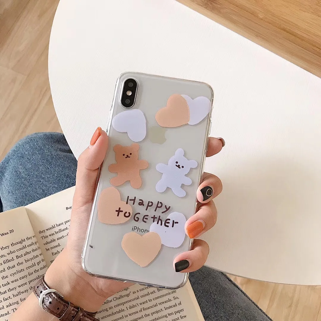 INS Корея милые животные персик любовь медведь чехол для телефона iphone Xs MAX XR X 6 6s 7 8