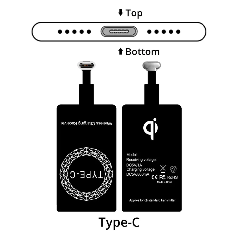 Mi cro usb type-c QI Беспроводное зарядное устройство приемник Универсальный беспроводной зарядный приемник для IPhone красный mi Xiao mi huawei samsung mi