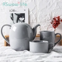 light gray crystal diamond handle ceramic teapot flower tea pot heat resistant juice pot jug teteras de coleccion teapot set