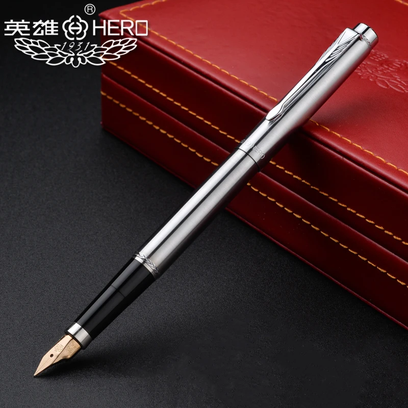 Коллекционная Серебряная перьевая ручка Hero 200A 14K из стали серебряная клипса