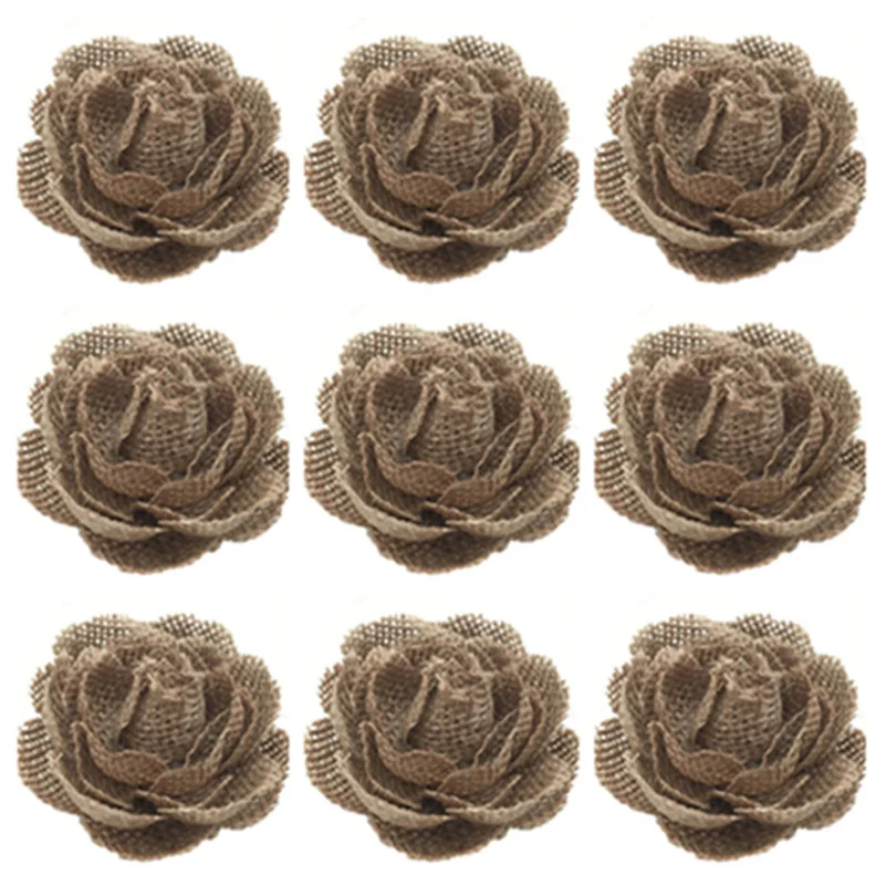 

5pcs*Set Burlap Flowers Rose Embellishments for Weddings Decoration, Hair Accessories, Scrapbooking or Crafts AA8096