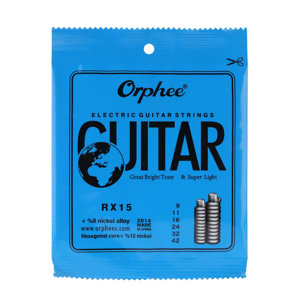 Набор струн для электрогитары Orphee RX15 супер светильник из никелевого сплава